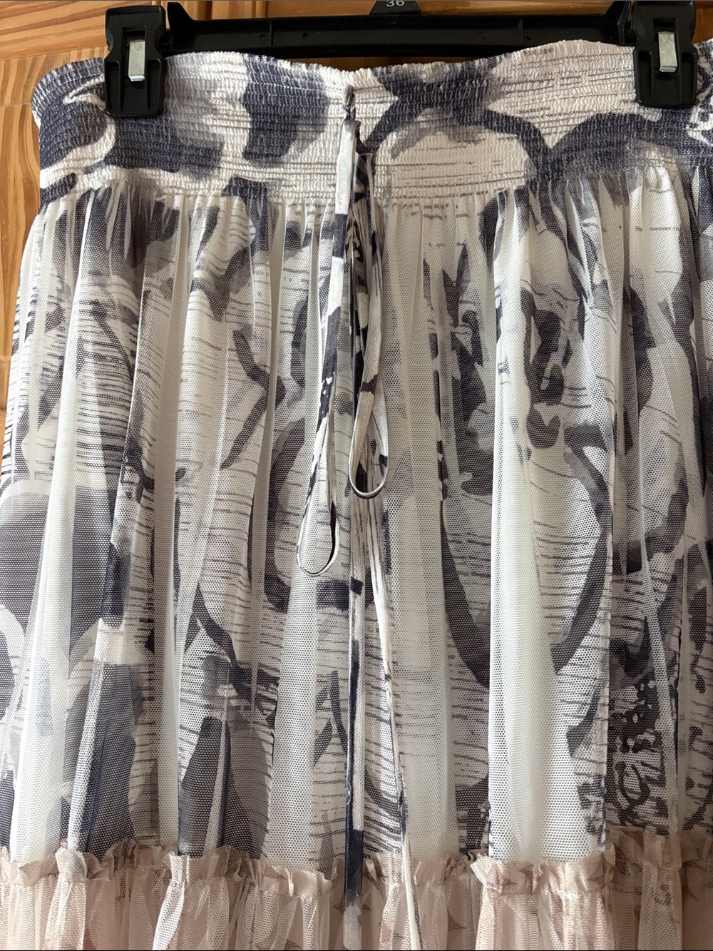 Lapis Sheer Floral Tiered Maxi Skirt in Tan, White and Gray - Picture 5 of 6